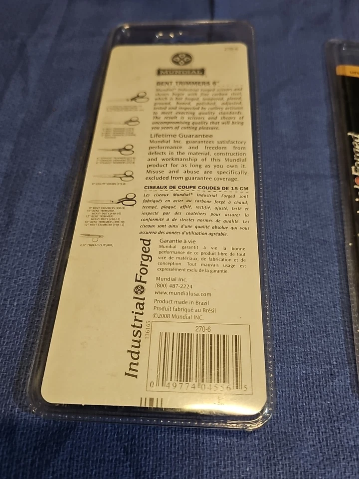 2 NEW MUNDIAL 270-6 BENT TRIMMER DRESSMAKER SHEAR SCISSOR 6" - Image 3 of 3