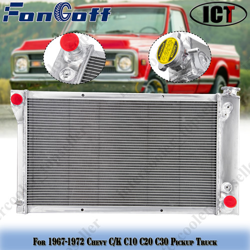 3-Row Radiator For 1967-1972 Chevy C10 C20 C30 K10 K20 GMC C15 C2500 ...