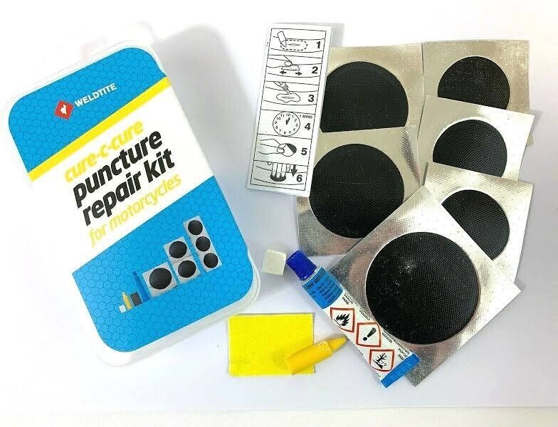 MOTORCYCLE PUNCTURE REPAIR KIT WELDTITE PATCH INNER TUBE CURE C CURE MOTORBIKE