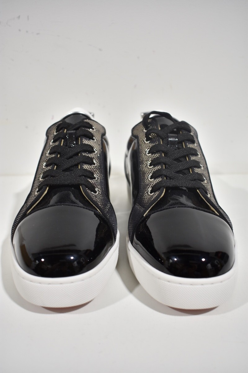 Christian Louboutin Louis Junior Orlato Flat Black Patent Low Top