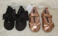 Koala Baby Rose  Black Sparkle Bow Shoes Infant Baby Size 4 NEW 2 PAIRS