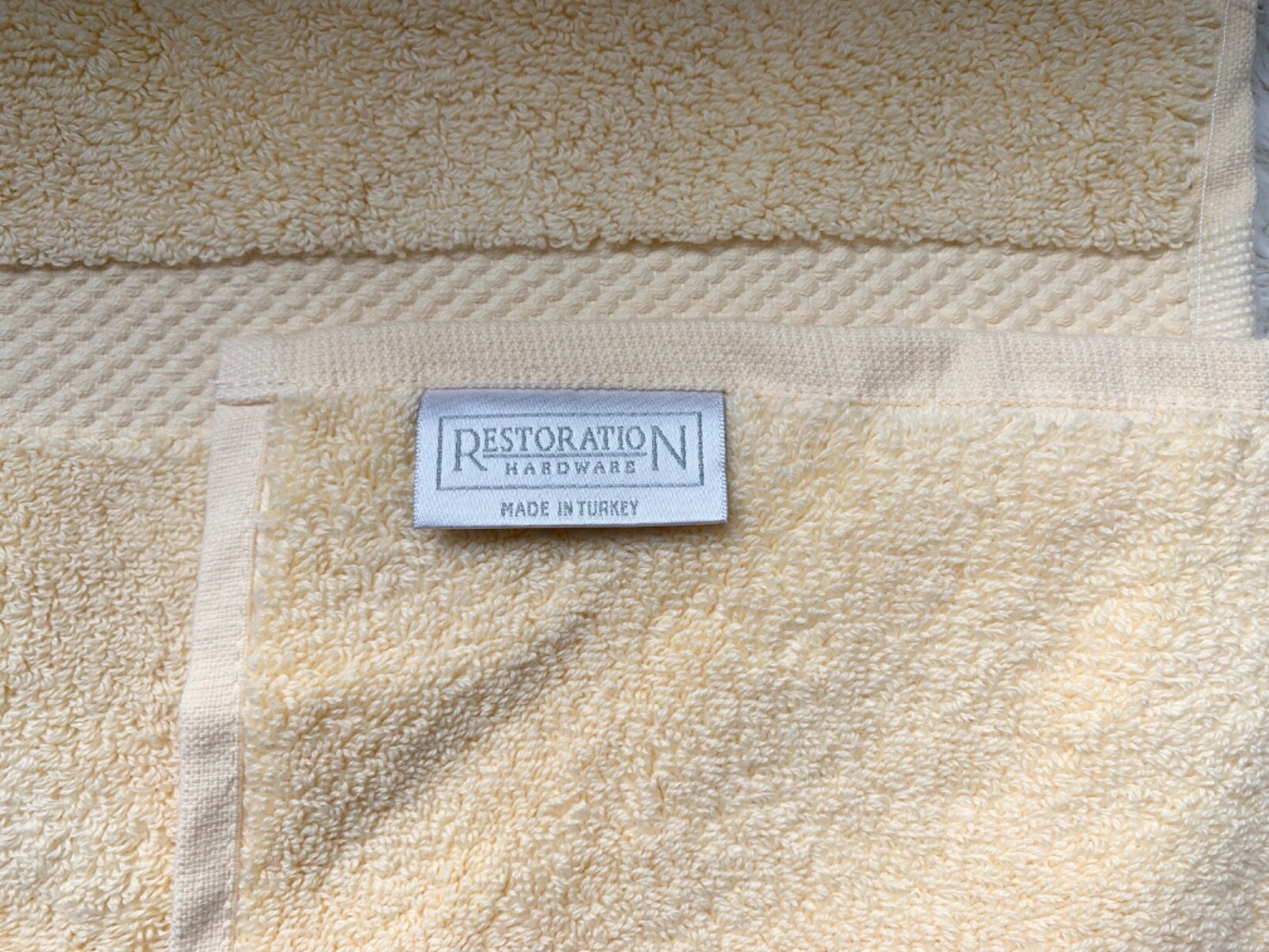 Restoration Hardware Wash Cloth LOT Plush Turkish Towels 4 Yellow