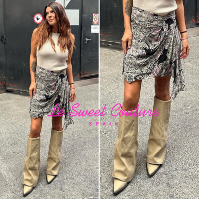 BOTTES GUÊTRE À TALONS BEIGE ZARA FEMME NEUVES AVEC ÉTIQUETTES