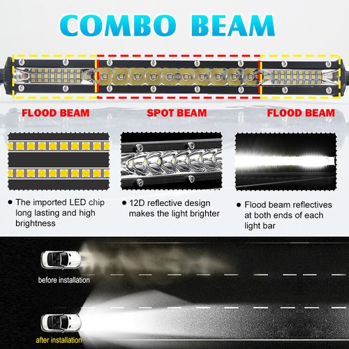 Combo de barra de luz LED de 12 pulgadas para camioneta SUV ATV Jeep conducción todoterreno 10 - Imagen 4 de 11