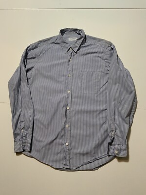 $349 Presidents P s Giza Cotton Popeline Stick Striped Button Dress Shirt Sz. L