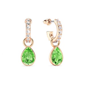 Authentic Petite Teardrop Peridot Crystals Drop Earrings Rose Gold Plated