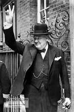 BRITISH PRIME MINISTER WINSTON CHURCHILL 10 DOWNING STREET *8X12* PHOTO (AA-073)