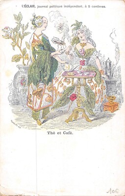 Old postcard edited by the Journal L'Eclair, political newspaper ''Tea and coffee''