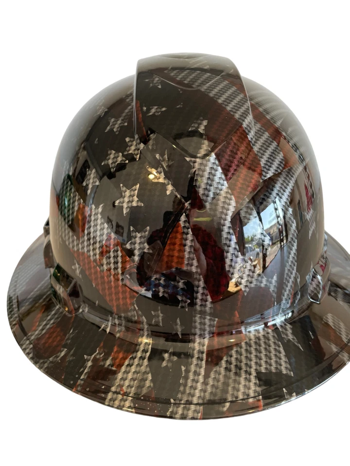 Hard Hat Ridgeline Hydro dipped Full Brim vented CarbonFiber Flags 6 letter Name - Image 4 of 4
