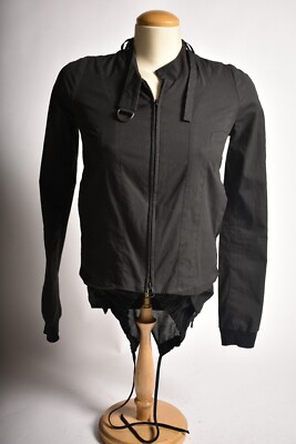 RUNWAY HELMUT LANG FW2000 Black Cotton Poplin Moto Tech Jacket