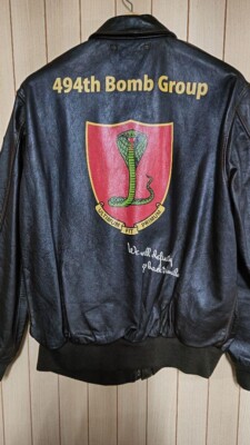 AVIREX Flight Jacket Horsehide Leather 494th Bomb Group Brown