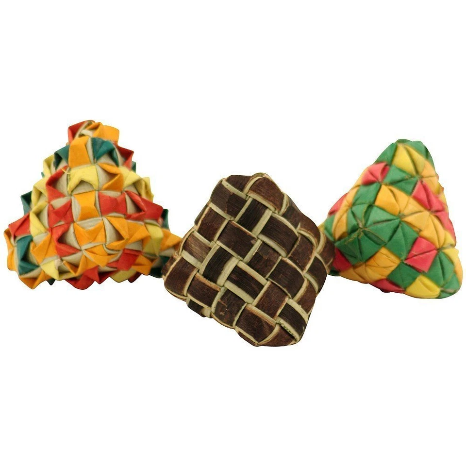 PLANET PLEASURES 03316 3-Pack Diamond Woven Foot Toy Foraging Craft Part Talon Cage Chewy Natural