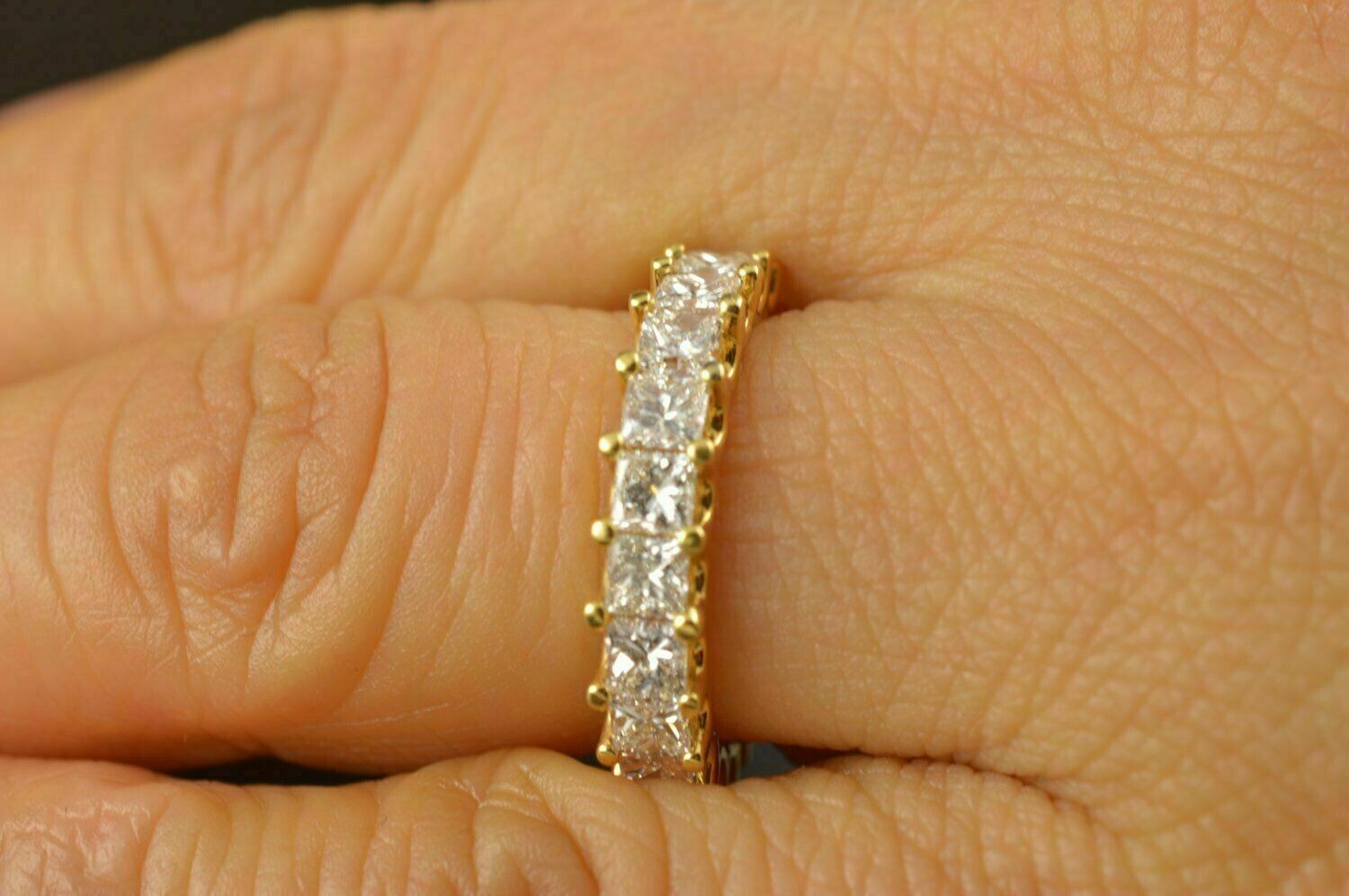 Ct Princess Cut Cubic Zirconia Eternity Wedding Ring 14K Yellow