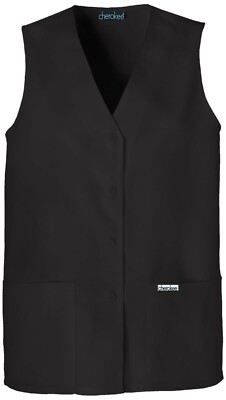 Cherokee Fashion Solids Button Front Vest 1602 BLKB Black Free Shipping
