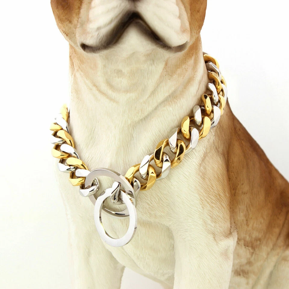 Dog Chain Collar Stainless Steel Cuban Link 10-19MM Multi-Color for S/M/L Dogs - Image 4 of 4