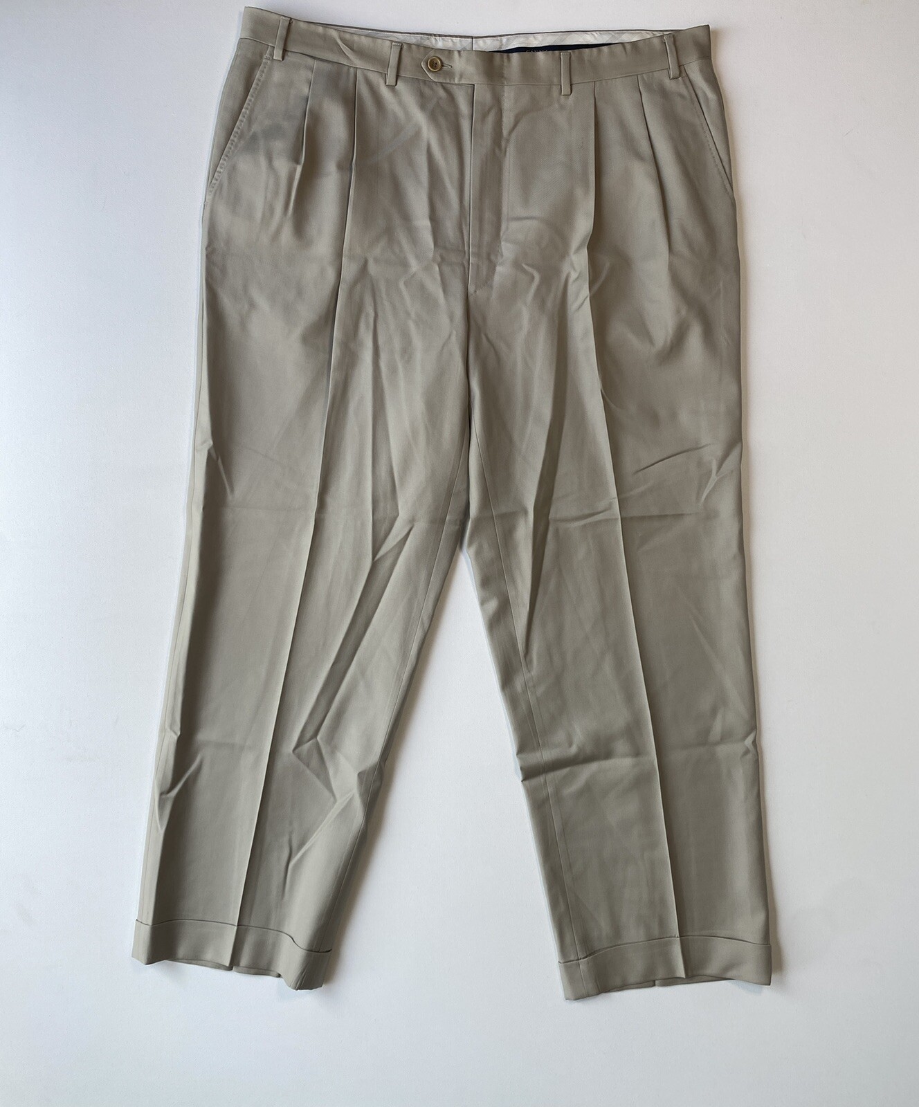 Canali Mens Tessuto Dress Pants Beige 100 Wool Pleated Pants Size 7