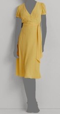 Lauren Ralph Lauren Women's Yellow Empire-Waist A-Line Dress Size 12