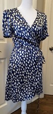 Reformation Silk Blue/ White Polka Dot Form Fitting Dress ,XS