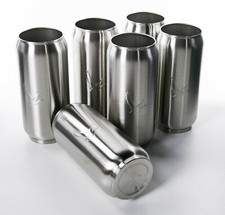 6 x Grey Goose Vodka Glas Soda Can Edelstahlbecher Reliefdruck Getränkedose 8471