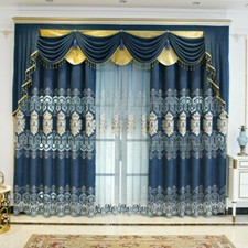 Jacquard Chenille Curtains Chenille Hollow Floral Tulle Luxury Window Drapery