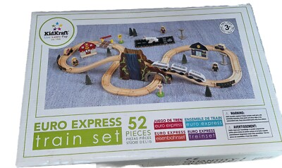 KidKraft EURO TRAIN EXPRESS Wooden Magnetic Railroad Train Set 52pcs