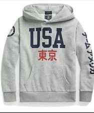 Polo Ralph Lauren  XXL Grey Team USA Olympic Tokyo Japan Sweatshirt Hoodie 2XL