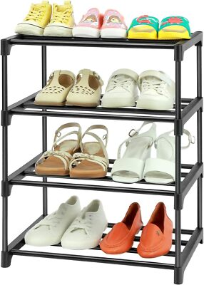 4-Tier Free Standing Shoe Racks,HITHIM Small Shoe Rack for 6-8 Pairs Shoe Storag