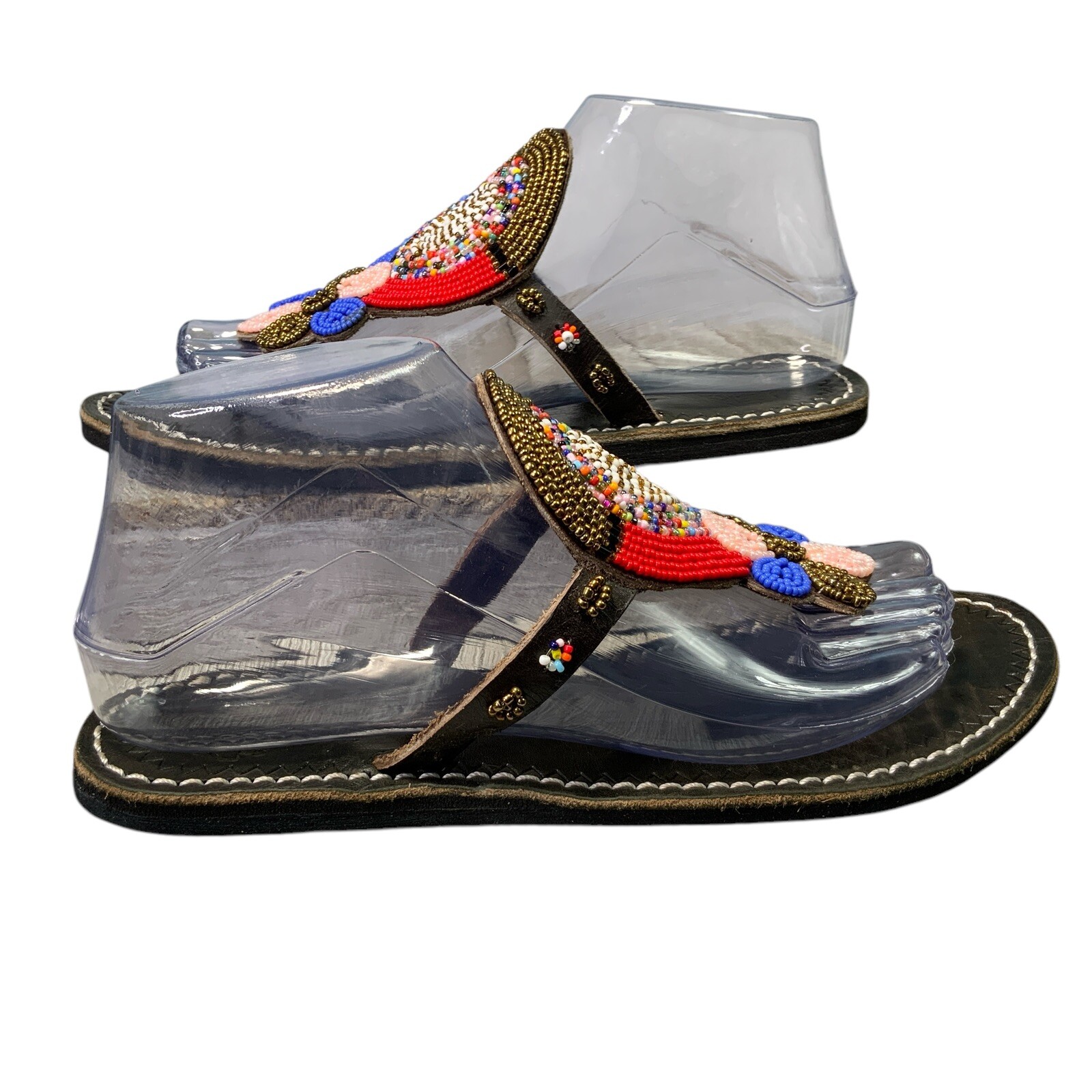 APL Sandalo bohemain fatto a mano perizoma in pelle con perline misura 7 7 5