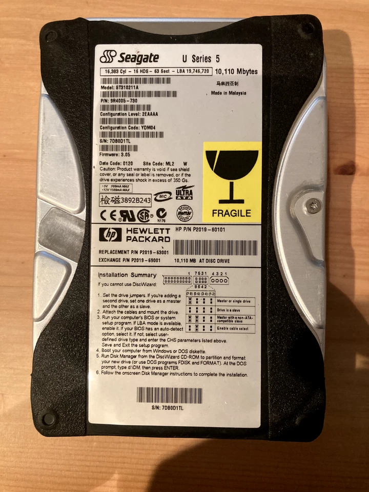 Seagate Barracuda ST310211A Hard Drive 10GB 1MB IDE Ata Pata 3.5inch - Image 2 of 4