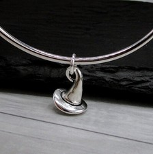 Silver Witches Hat Charm - Tiny Witch or Wizard Hat Charm - Halloween Jewelry