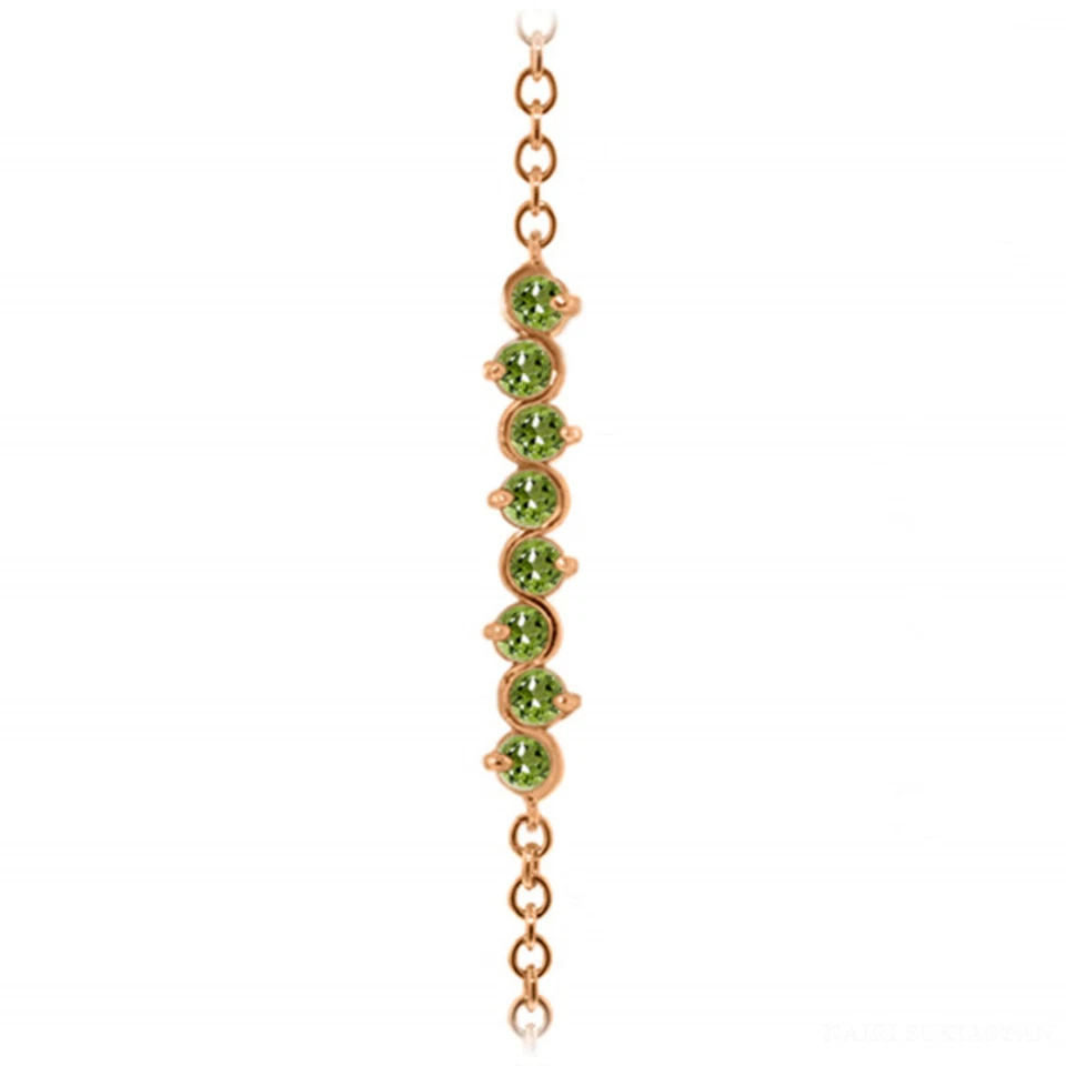14K. SOLID GOLD BRACELET WITH NATURAL PERIDOTS - Image 2 of 4