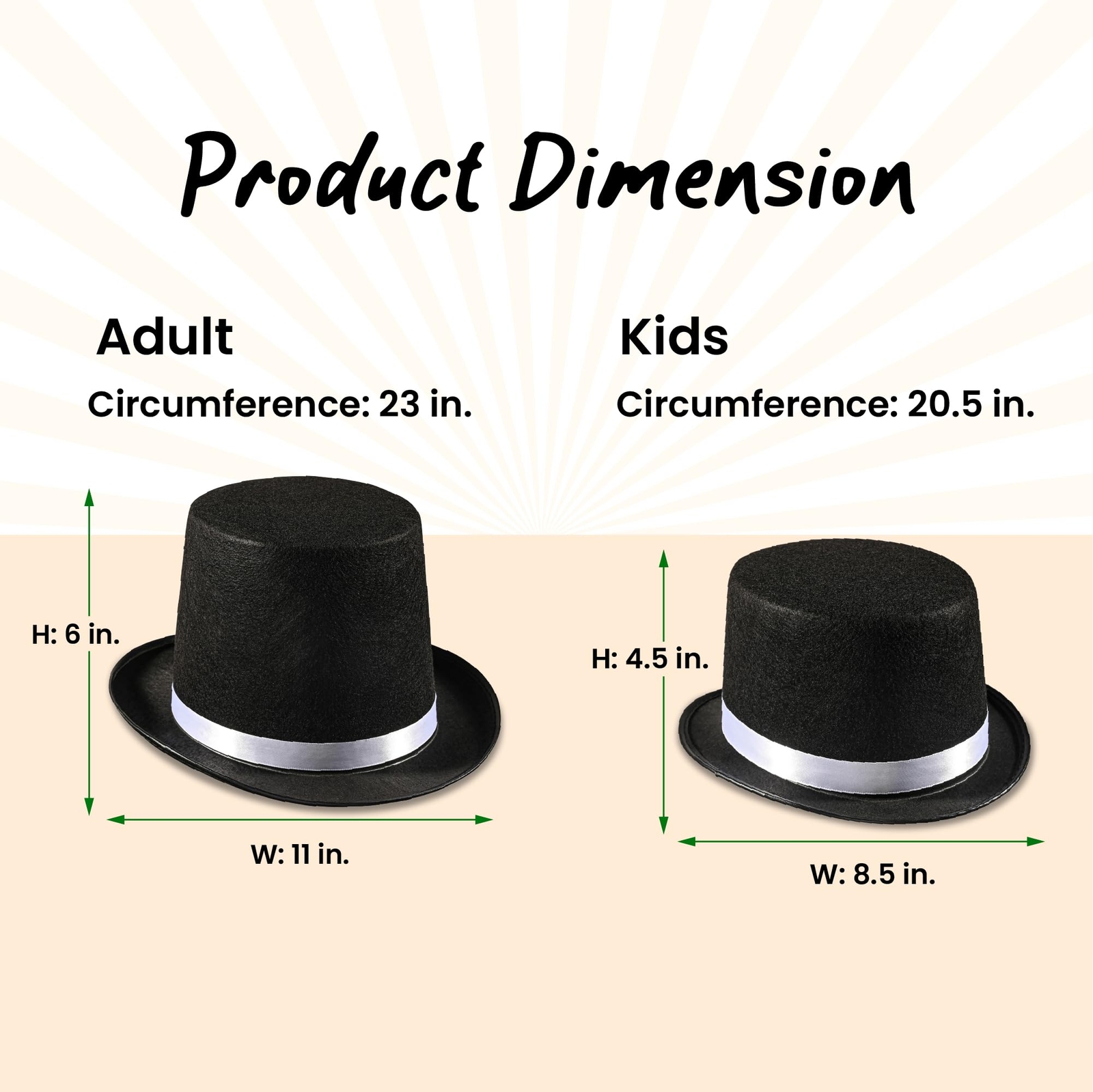 Black Felt Top Hat with Silver Piping Costume Accessory for Magician Gentleman image 2
