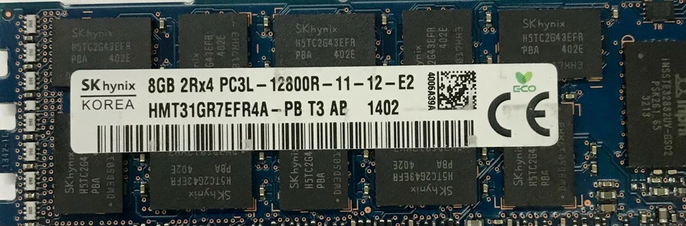 Hynix 8GB (1x8GB) 2Rx4 PC3L-12800R DDR3-1600 ECC/REG Server RAM HMT31GR7EFR4A-PB - Image 2 of 3