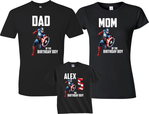 Captain AMerica Birthday Boy Custom Family Funny Cute matching T-Shirt - Picture 3 of 8