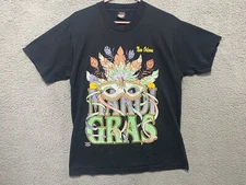 Vtg Mardi Gras Mask T Shirt Large SCREEN STARS Single Stitch Black USA Made