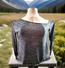 Gray  White Space Dye Shirt Lace Detail Cold Shoulder 2X 