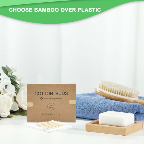 Bamboo Qtips Cotton Swabs with Wooden Sticks Q Tips for Ears Swabs 400 Count - Picture 3 of 7