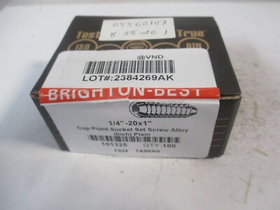 (101325P) 1/4-20 UNC 1/8'' x 1'' OAL Grade 8 Cup Point Set Screw - Pack of 100