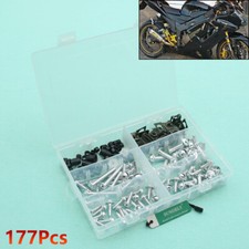Silver Motorcycle Aluminum Fairing Bolt Kit Bodywork Screws Spire Spring Nuts