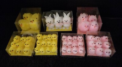 Group lot Chenille Easter Rabbits & Pink Yellow Chicks Assortment Shipping Disc