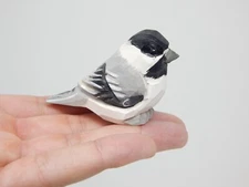 Chickadee Tit Bird Figurine Sculpture Mini Wood Art Statue Decor Carve Ornament