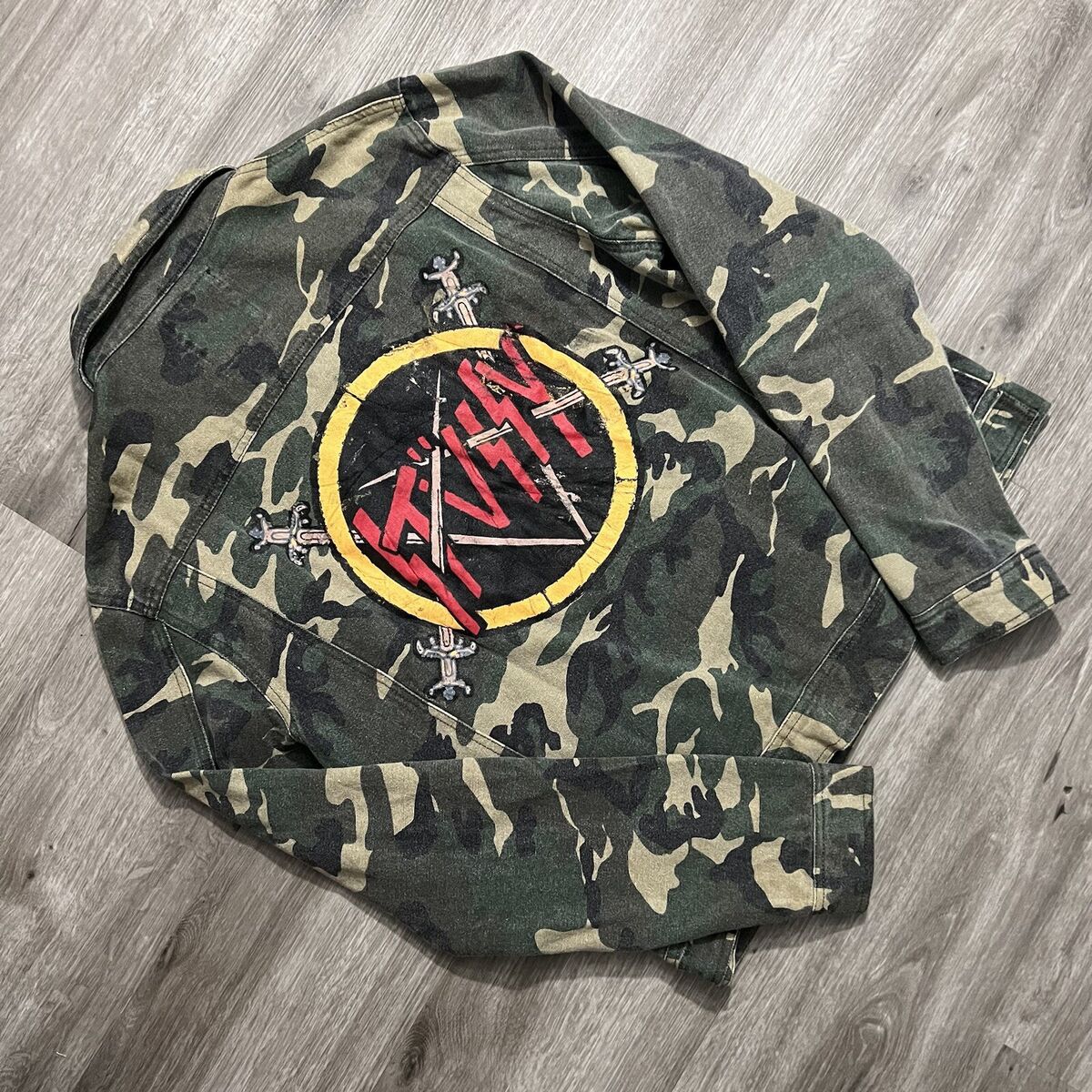 Vintage Stussy Slayer Camo Trucker Jacket Size Large | eBay Vintage Stussy Slayer Camo Trucker Jacket Size Large | eBay