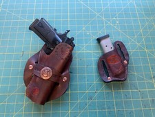 Handmade Leather 1911 Cross Draw Holster mag pouch Custom Carving