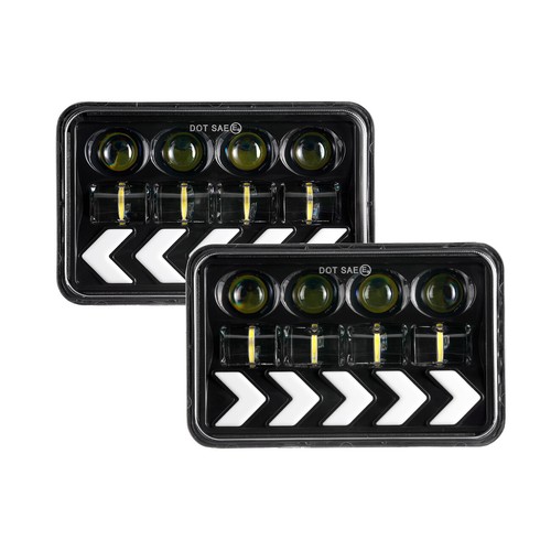 Pair LED Headlights Hi/Lo Dynamic Turn Lamp for Peterbilt Kenworth T800 W900 - Picture 9 of 12