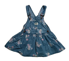 Oshkosh B'gosh Baby Girl Overall Dress Floral Blue Denim Size 2T/2A