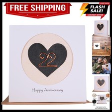 Elegant 22nd Anniversary Card - Handmade Copper 3D Greeting Card for Couples