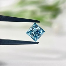 2 Ct Princess Cut Lab Grown Blue Diamond VVS1 D Grade Gemstone free gift