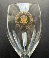 PRESIDENT JOHN F KENNEDY -WINE GLASS & CARD FROM STAFF MEMBER- WHITE HOUSE-ISSUE