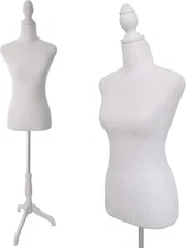 White Female Dress Form Mannequin Torso Body with Adjustable Tripod Stand Show