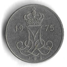 1975 Denmark 10 Ore World Coin - KM# 860